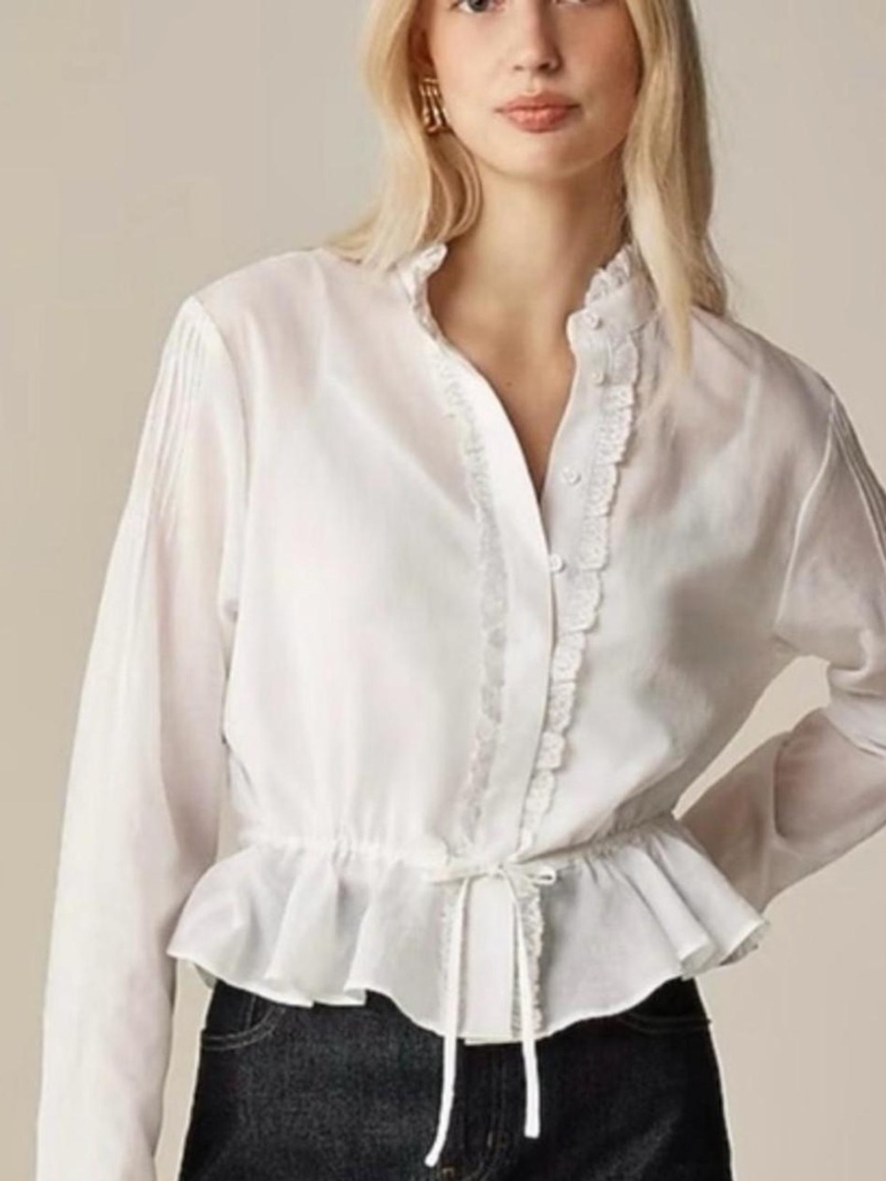 J Crew Lace Trim Cinched Waist Top Cotton Voile Small NWT w/ Removable Camisole